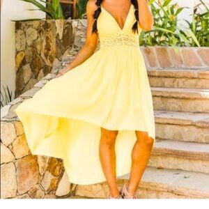 Pink Lilly High Low Capture The Sunset Dress NEW Without tags Never Worn Yellow